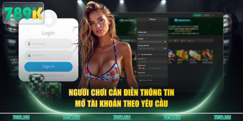 Người chơi cần điền thông tin mở tài khoản theo yêu cầu